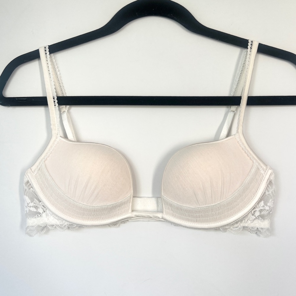 La Perla white lace simplicity second skin padded tech  push up bra 34C
